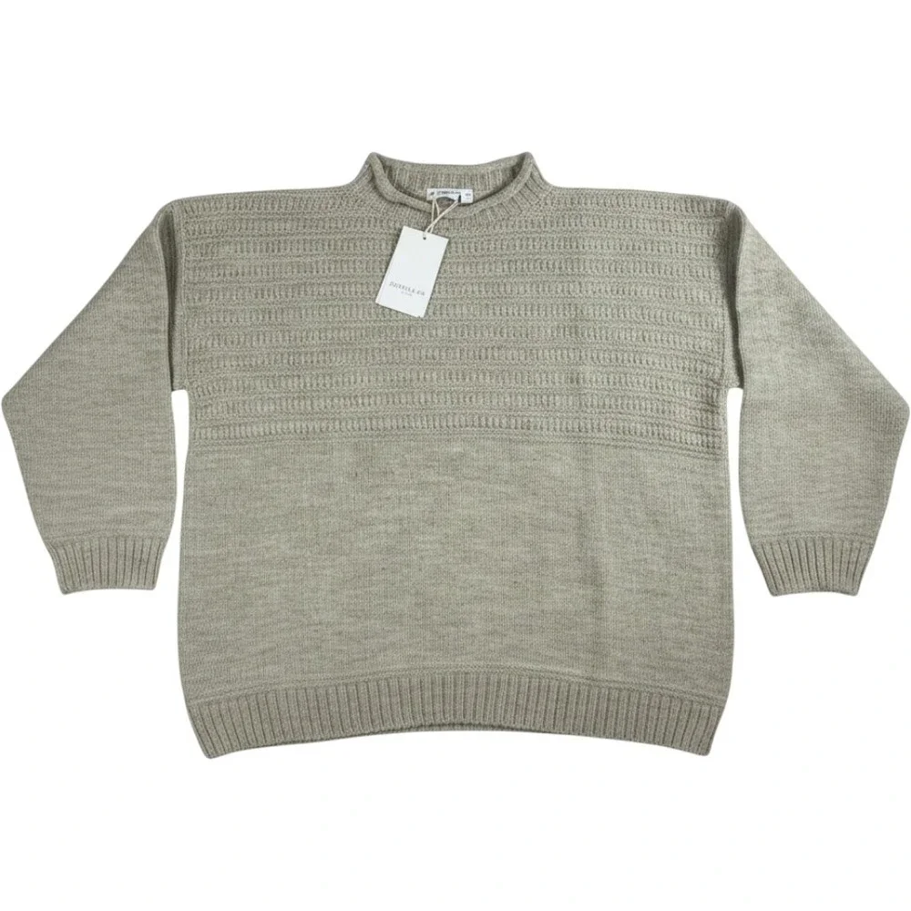 Celtic & Co British Heritage Gansey Sweater Undyed Taupe 100% Wool NWT UK L